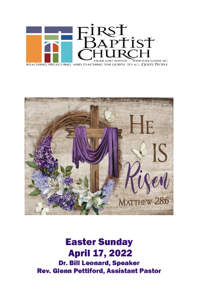 Sunday Bulletins - First Baptist Church, Highland Avenue