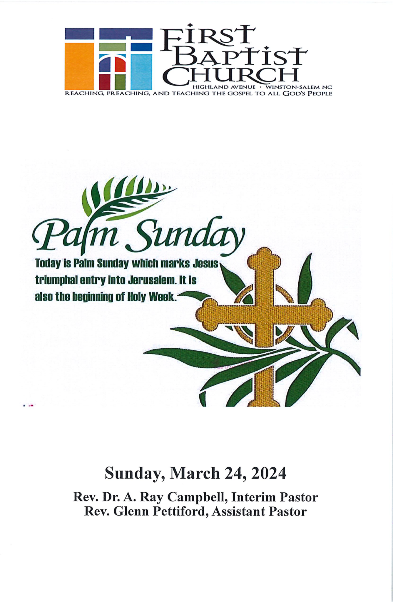 Sunday Bulletins - First Baptist Church, Highland Avenue